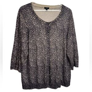 Talbots Black and Cream Animal Print Blouse